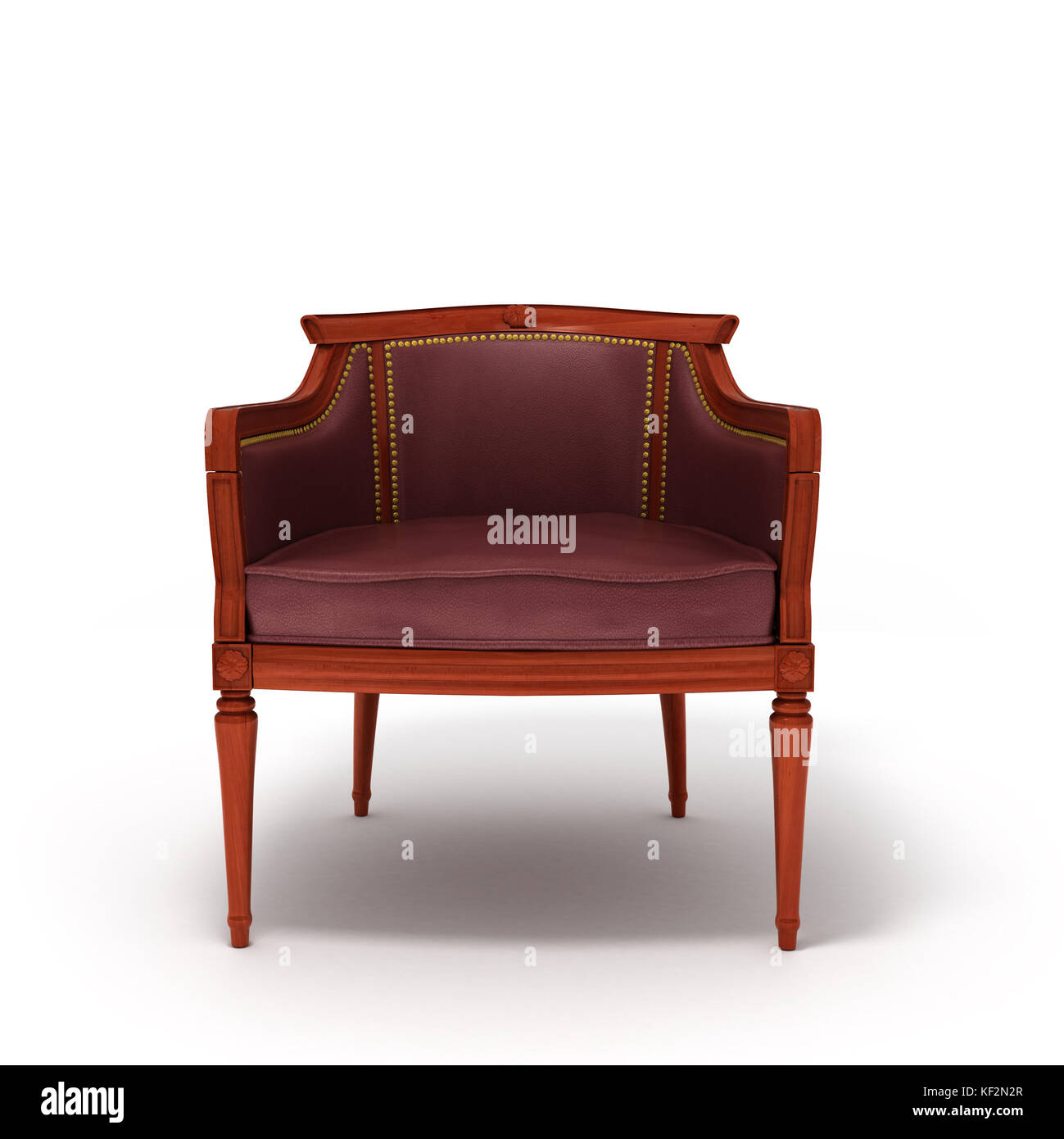 Old styled brown vintage armchair isolated on white Stock Photo - Alamy