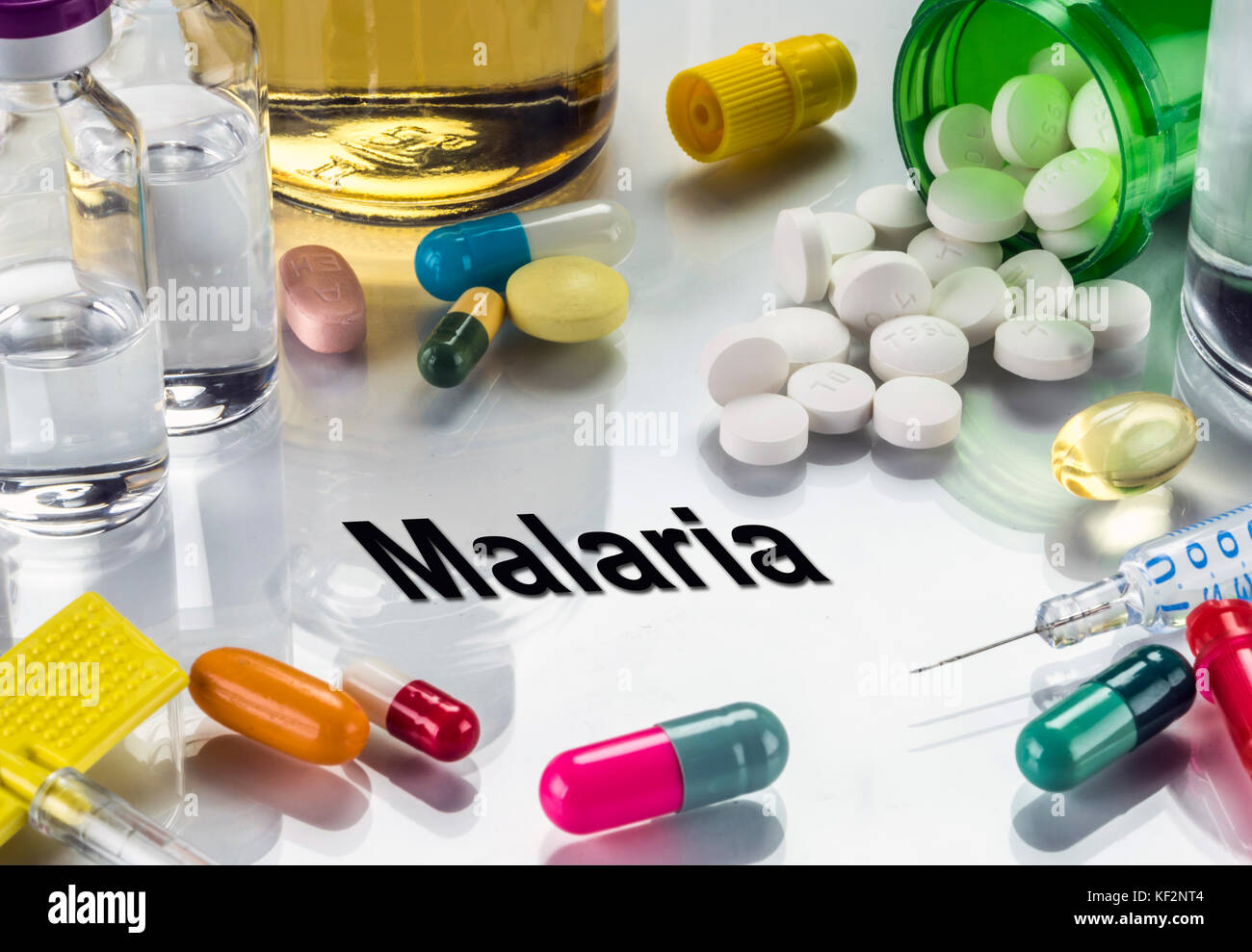 Malaria, medicines as concept of ordinary treatment, conceptual image Stock Photo