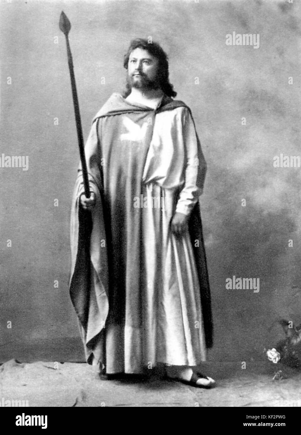'Parsifal' opera by Richard Wagner. Shows  Hermann Winkelmann as Parsifal. Tenor, b. 1849- 1912. Premiered Bayreuth, Germany 26 July 1882. RW German composer & author, 22 May 1813 - 13 February 1883. Stock Photo