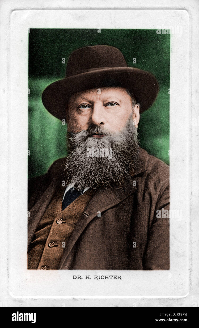 Hans Richter, portrait with hat. German conductor, 1843-1916. Colourised version. Stock Photo