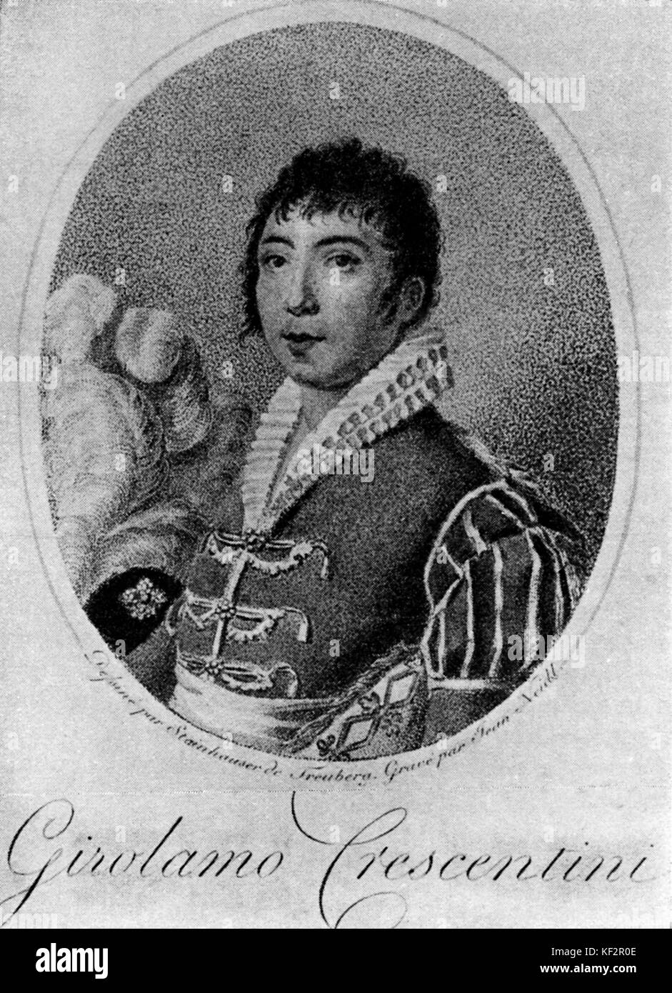 Girolamo Crescentini - Italian singer castrato, singing teacher and composer, 2 February 1762 –  24 April  1846. After an egraving by G Neidl. Stock Photo