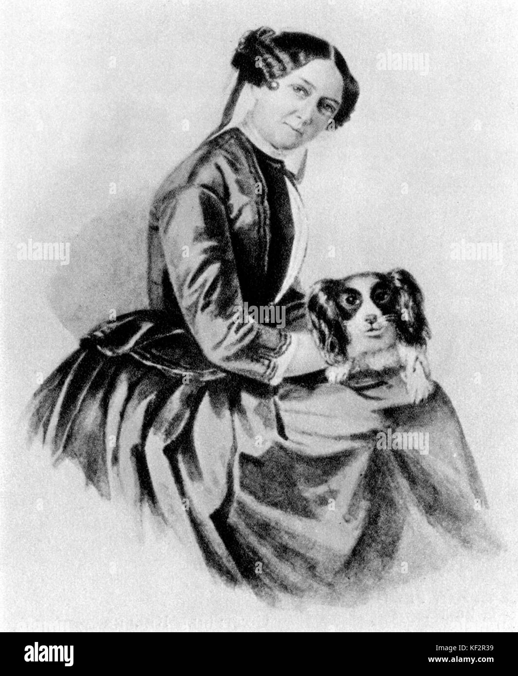 Minna Wagner, 1853.  Portrait of Richard Wagner 's wife . After watercolour by Clementine Stockar- Escher. MW, (born Wilhelmine Planer): 1809 - 1866 Stock Photo