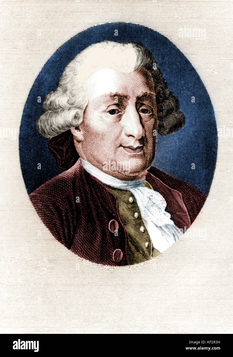Carlo Goldoni portrait. Italian playwright and librettist, 1707-1793.  Music based on his work by Haydn, Gluck, Galuppi, Sinigaglia, Piccinni, Paisiello, Malipiero, Wagenaar and others. Colourised version. Stock Photo