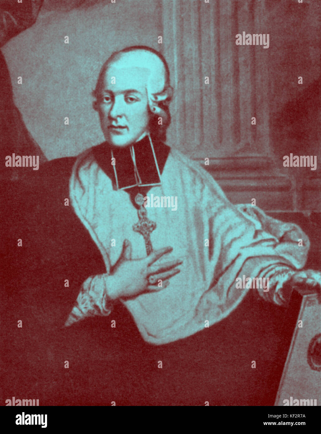 Hieronymus Joseph Graf von Colloredo - portrait of the Bishop of Salzburg, 1772-1803.  Wolfgang Amadeus Mozart patron. Stock Photo