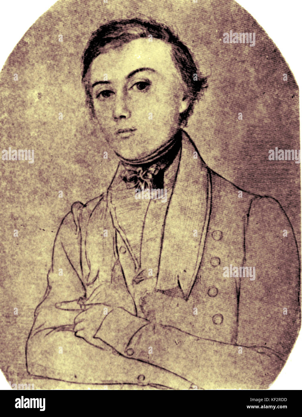 Wilhelm Müller. Friend of Schubert, wrote the lyrics for Schubert's 'Die Schöne Müllerin'.  German author,1794-1857. Stock Photo