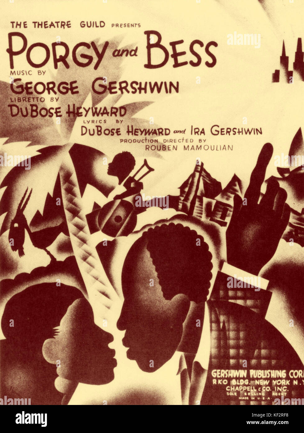 George Gershwin's opera, Porgy and Bess of 'The Theatre Guild presents Porgy… Production directed by Rouben Mamoulian.  Gershwin publishing corps..New York'.  American composer and pianist 1898-1937. Stock Photo