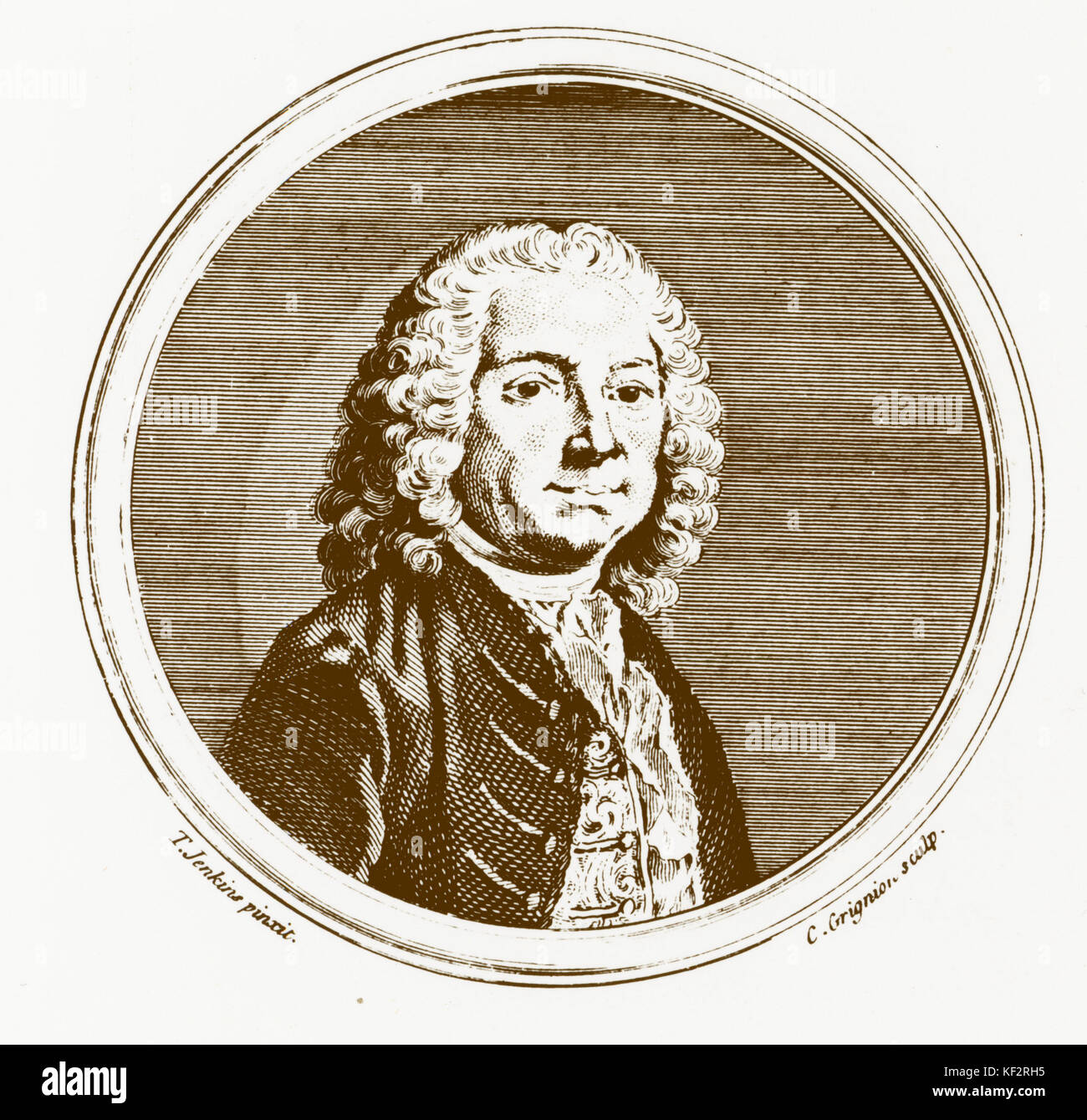 GEMINIANI, Francesco - portrait. Italian violinist and composer, (1687-1762). Pupil of Corelli in Rome Stock Photo