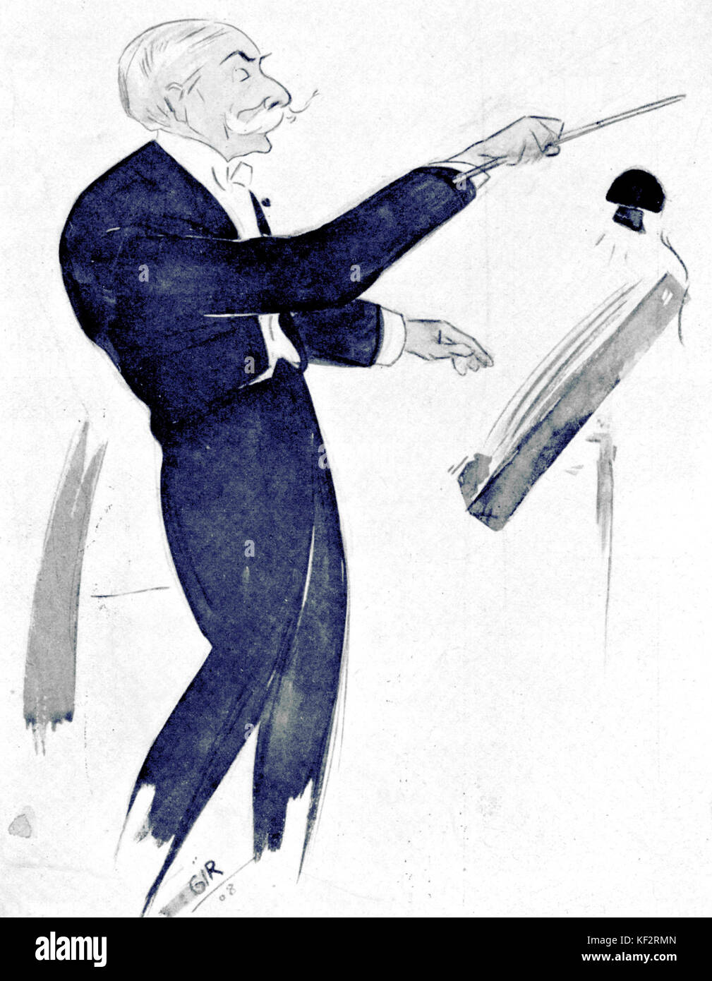 André Messager conducting by Gir c.1908. French conductor and composer (1853-1929) Stock Photo