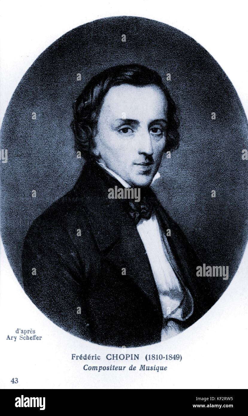 Frédéric Chopin after Ary Scheffer. Polish composer Frederic Chopin (1810-1849). Stock Photo