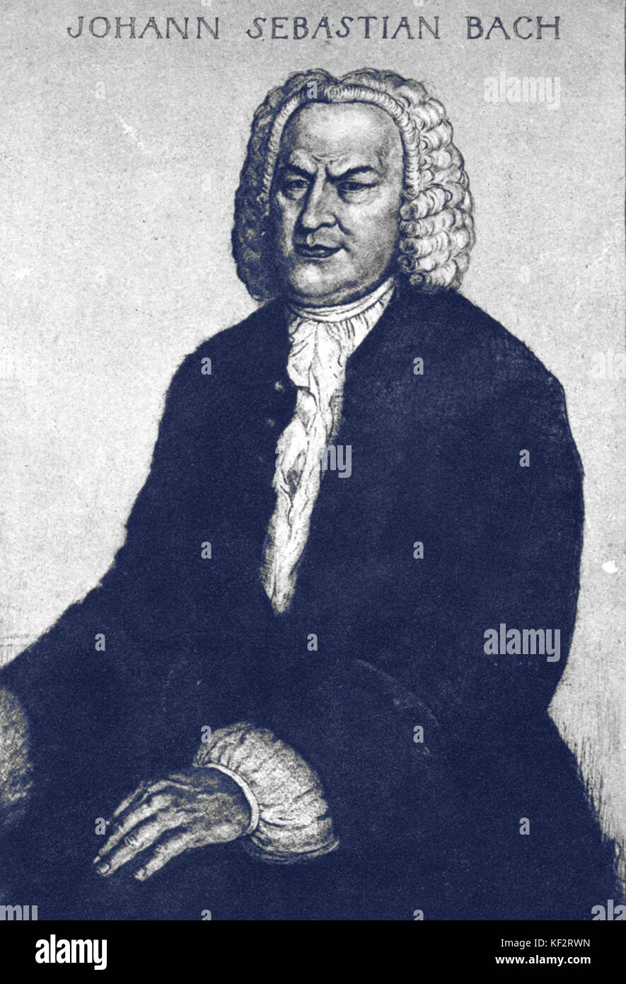 Johann Sebastian Bach- portrait. German composer & organist 1685-1750. Stock Photo