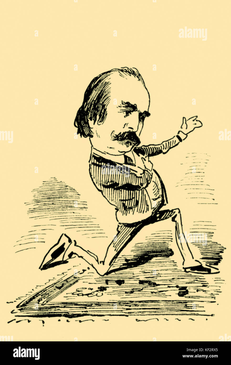 HANSLICK, Eduard - caricature - in supplicant position - Austrian music critic, 1825-1904 Stock Photo