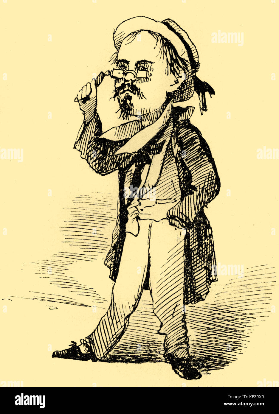 GHISLANZONI, Antonio  - Italian baritone (1824-1893).  Caricature  from 1856 in 'Uomo di Pietra' Stock Photo