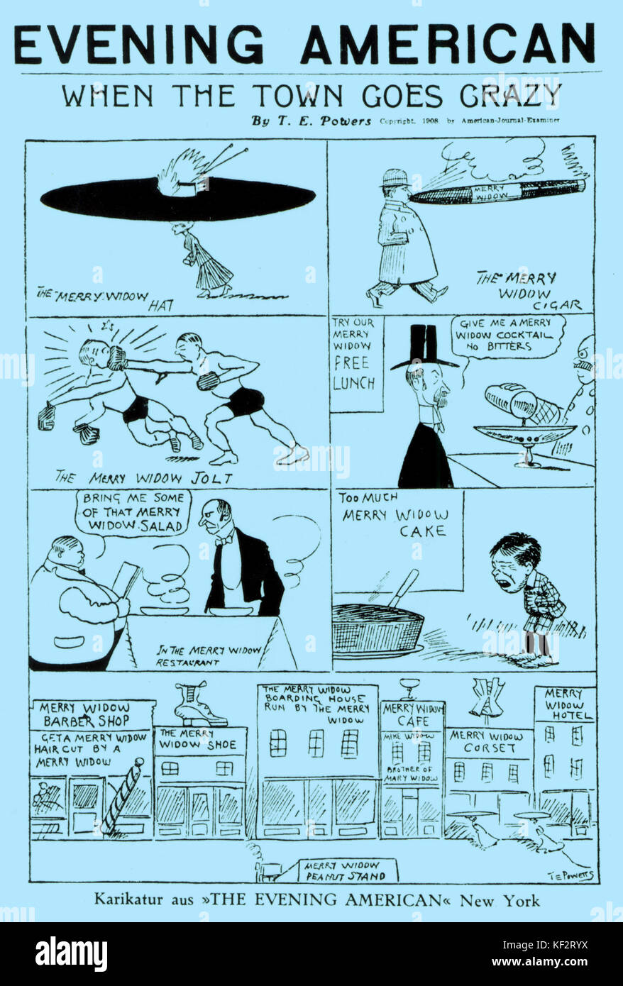 Lehar Franz The Merry Widow Cartoon From The Evening American When The Town Goes Crazy Over The Merry Widow New York 1908 Also Die Lustige Witwe Stock Photo Alamy