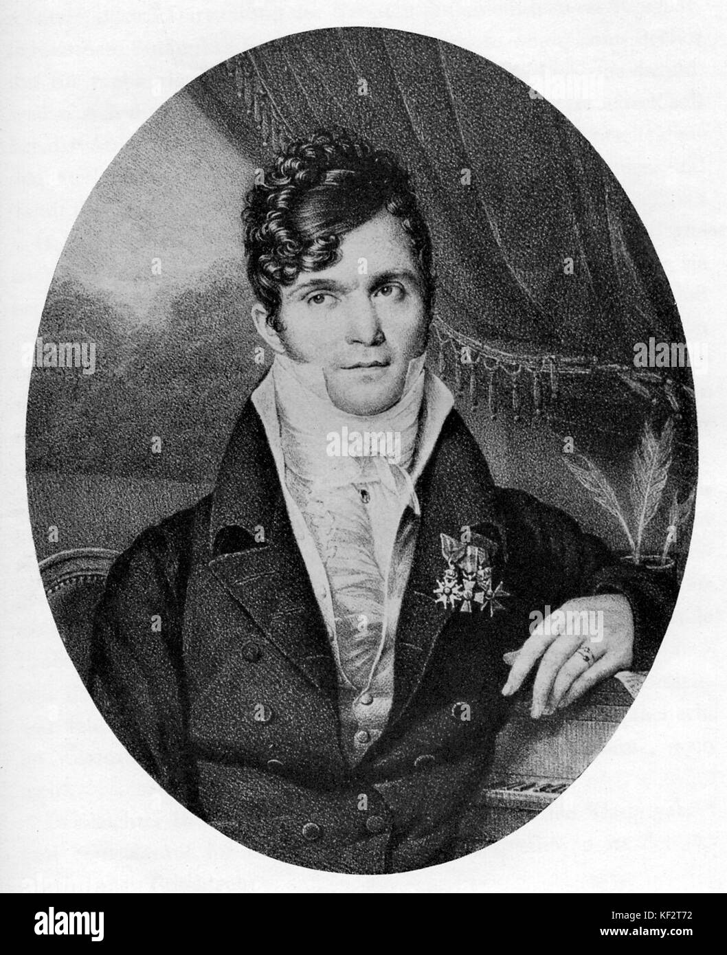 Luigi Gaspare Spontini, Italian opera composer. From a lithography by Jean Guérin. 14 November 1774 - 24 January 1851. Stock Photo