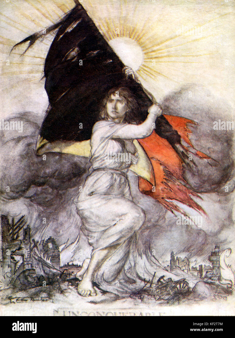 Unconquerable by Arthur Rackham. Figure represents Belgium after German ...