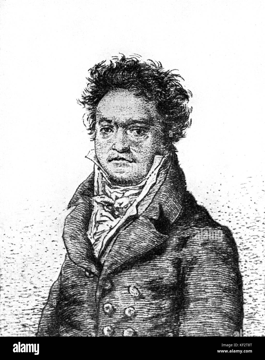 Ludwig van Beethoven, portrait after Letronne. German composer, 17 December  1770- 26 March 1827 Stock Photo