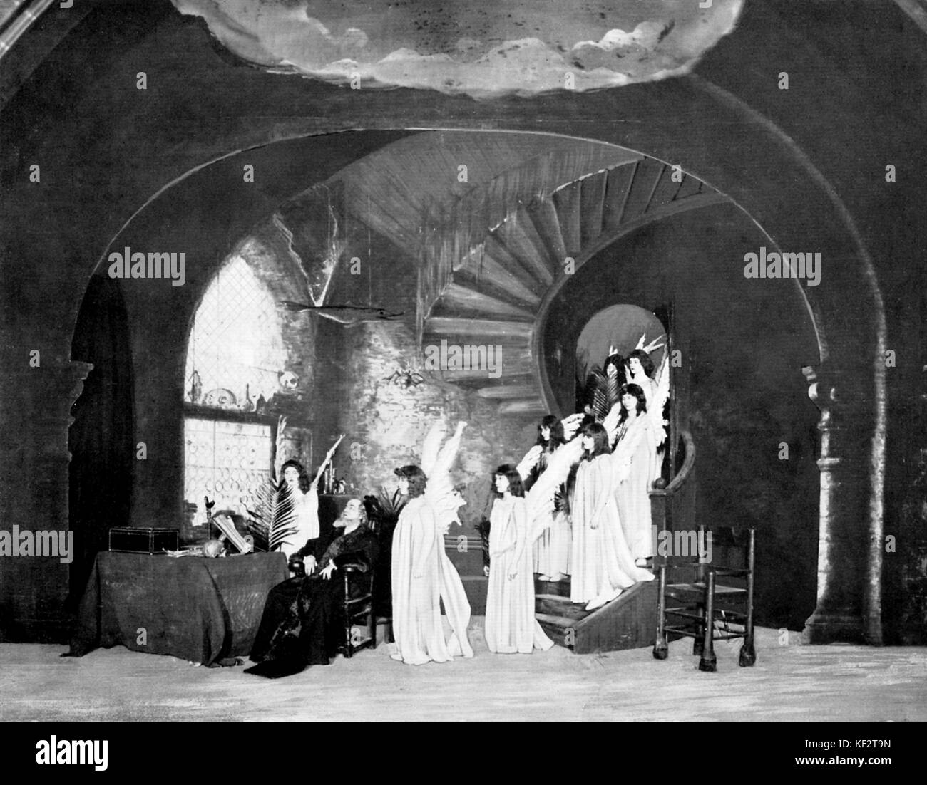 ' Faust ' by Goethe, Part III - Faust 's Cabinet -  performed at Theatre National de L' Odeon, Paris, 1913. With  Joube as Faust. Stage design by Deshayes. JWG: German poet, novelist, dramatist, and philosopher.  August 28th 1749 - March 22nd 1832 Stock Photo