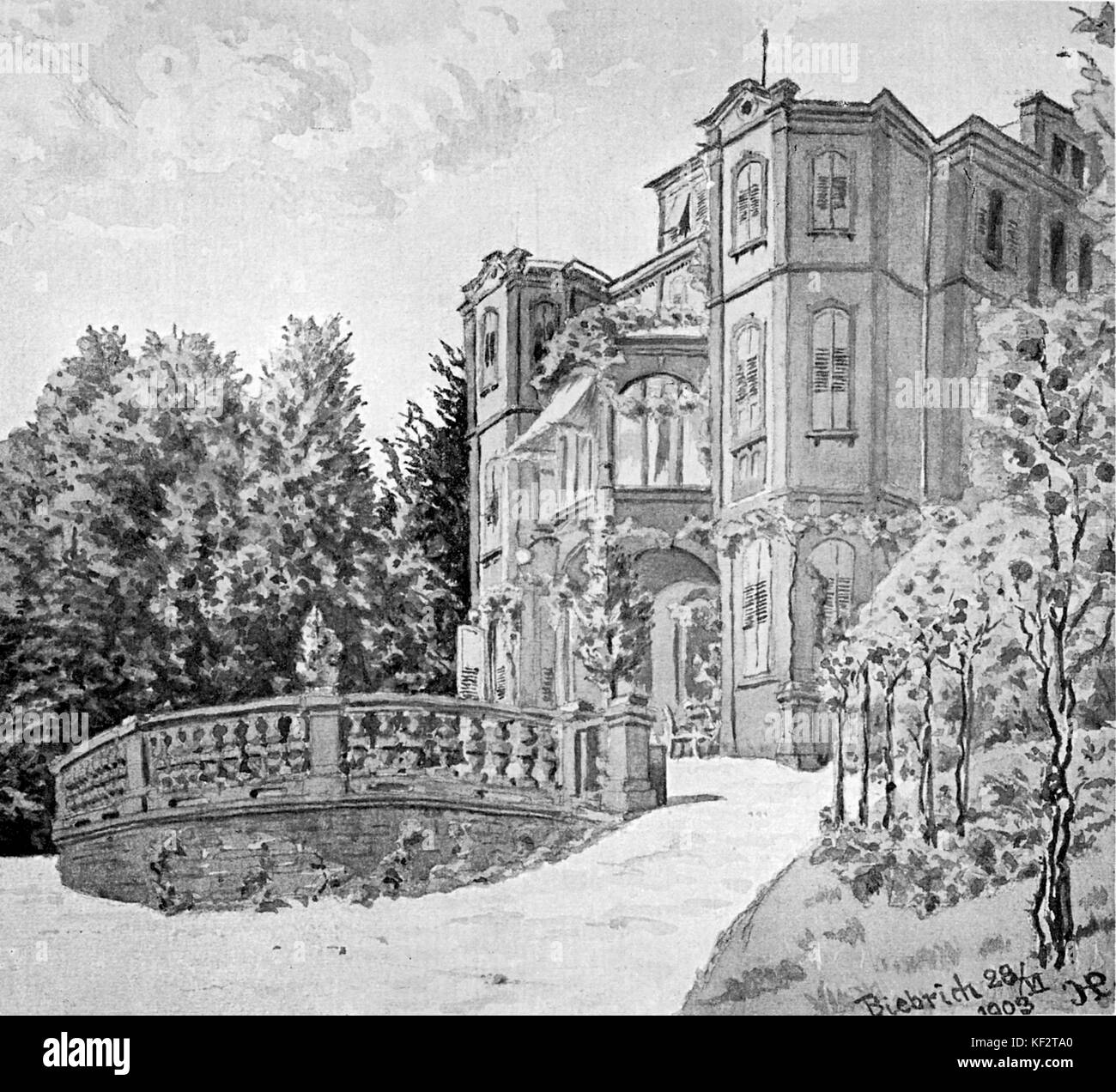 Richard Wagner 's home, Biebrich am Rhein, Germany, 1903. German composer & author, 22 May 1813 - 13 February 1883. Stock Photo