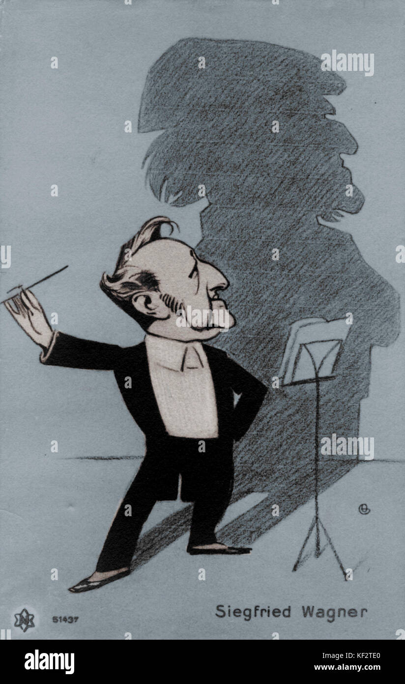 Siegfried Wagner caricature. German composer & conductor (1869-1930). Son of Richard. Stock Photo