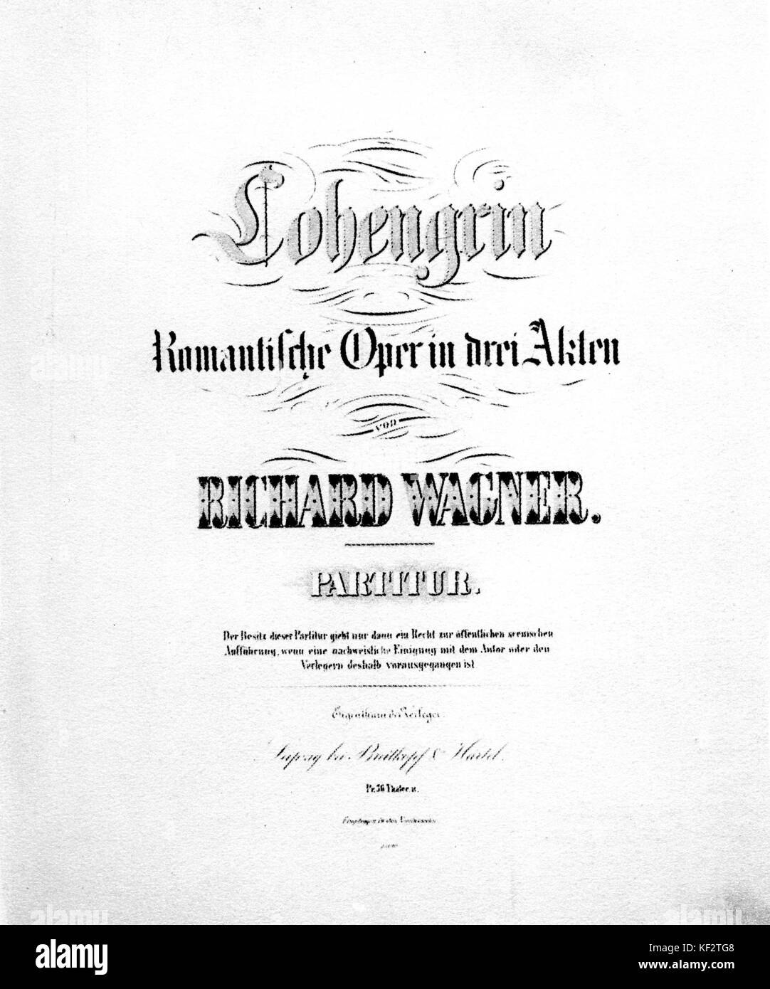 ' Lohengrin', opera by Richard Wagner, titlepage reads: Lohengrin ...