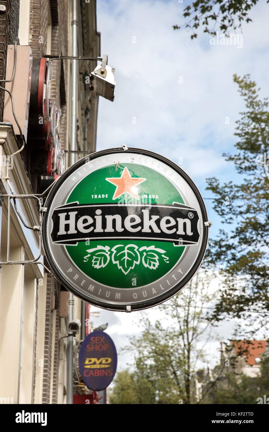 Heineken sign in Amsterdam, Netherlands Stock Photo