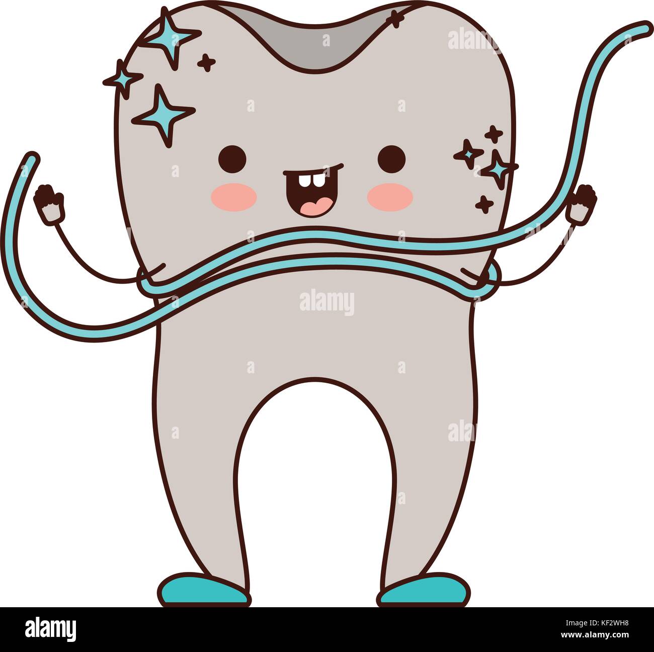 floss teeth cartoon