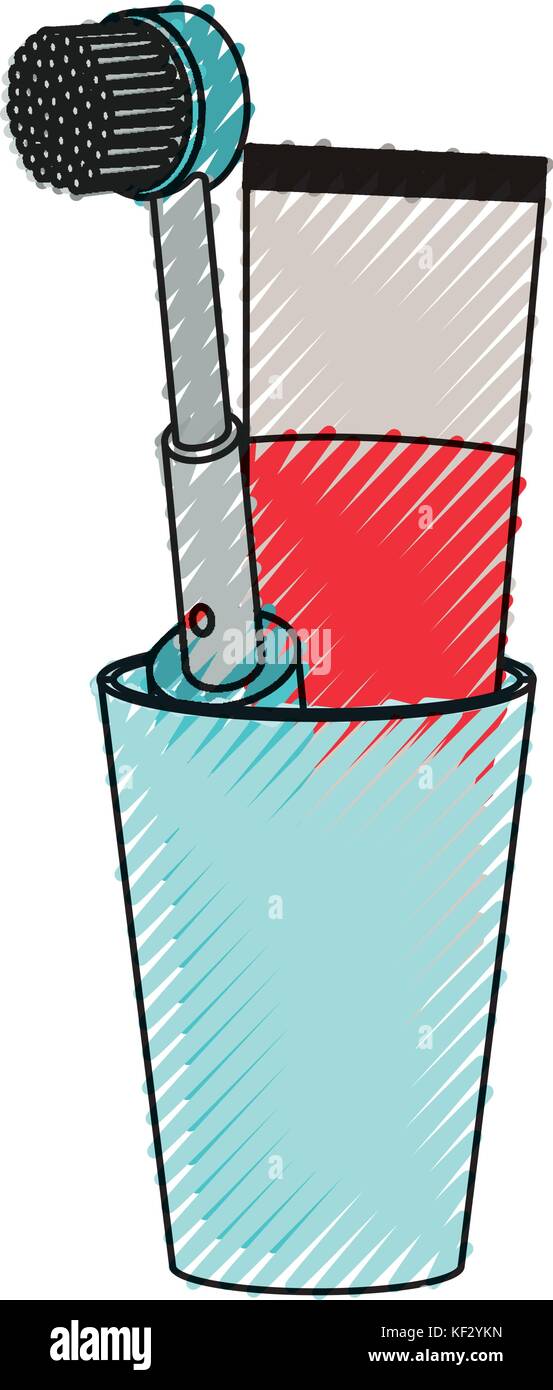 Glass toothpaste electric toothbrush Stock Vector Images - Alamy