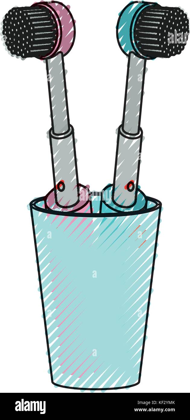 Glass toothpaste electric toothbrush Stock Vector Images - Alamy