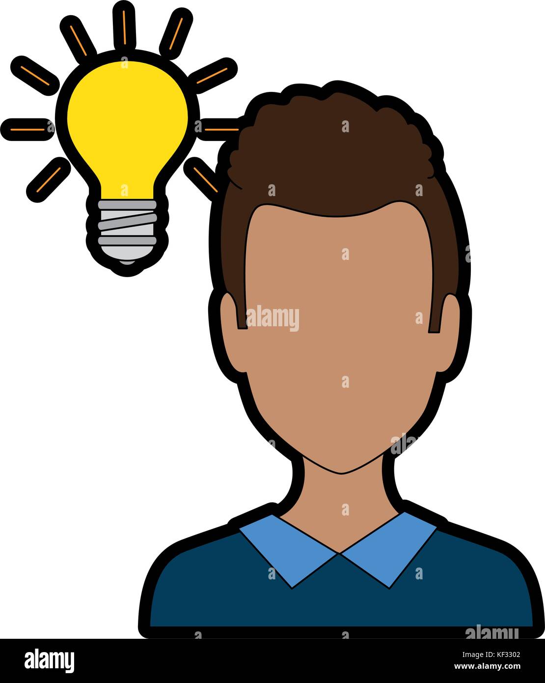 young man with bulb avatar character vector illustration design Stock ...