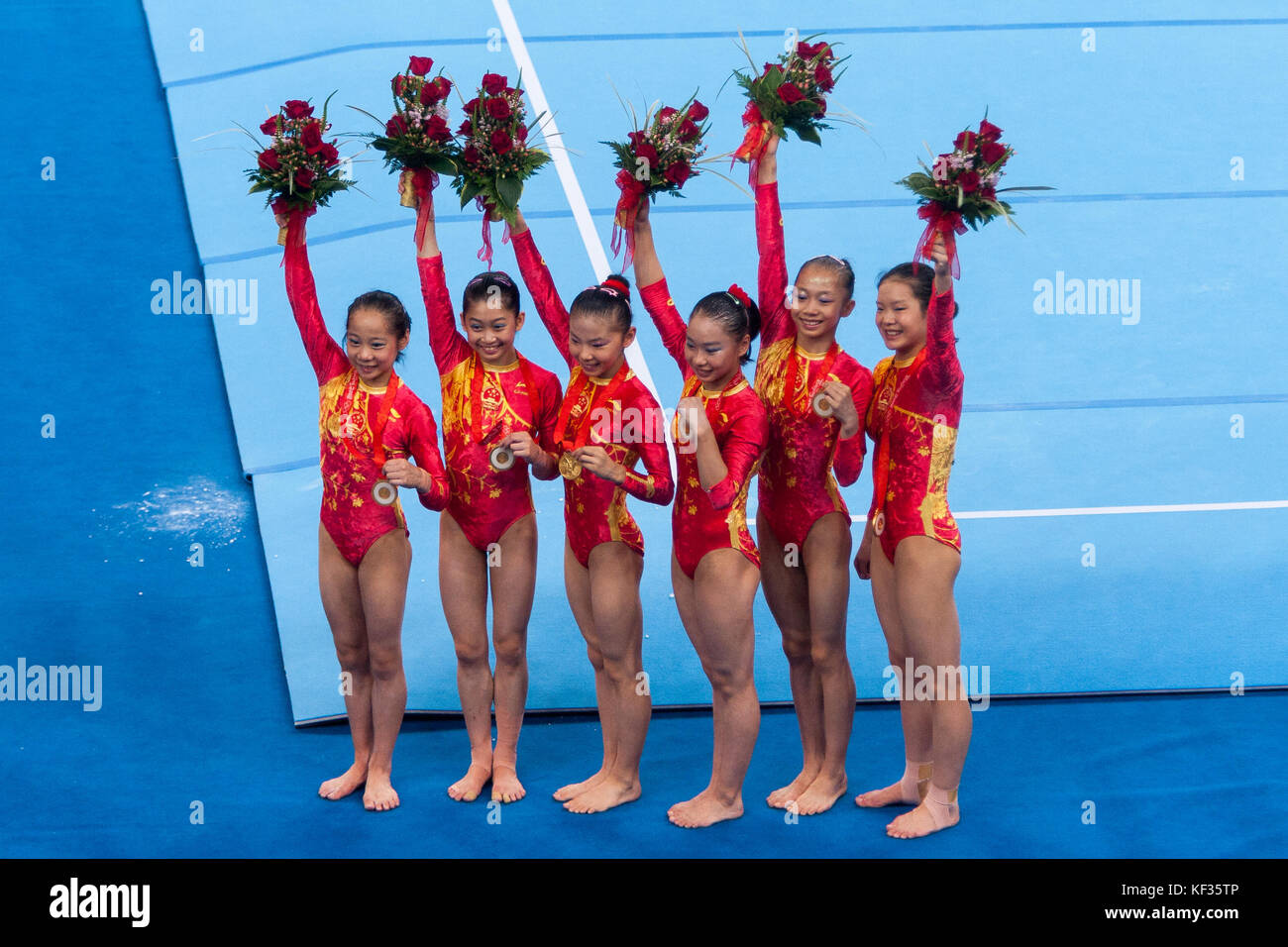 Team China gold medal champions in the Women Artistic Gymnastic Team