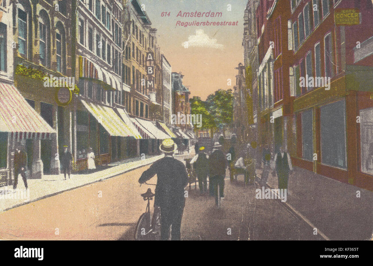 Reguliersbreestraat ansichtkaart (kleur) 1 Stock Photo - Alamy