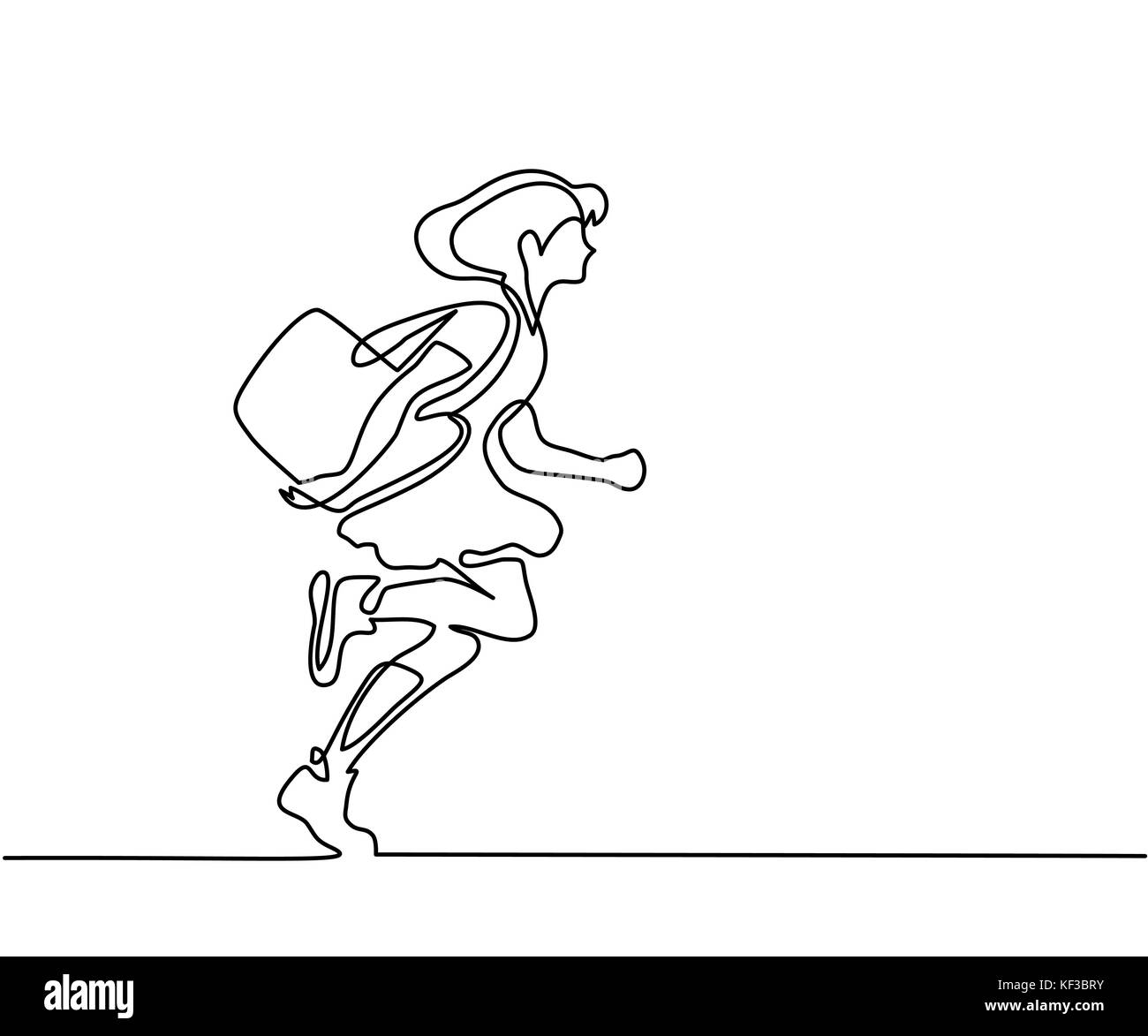 Girl running to school with bag Stock Vector