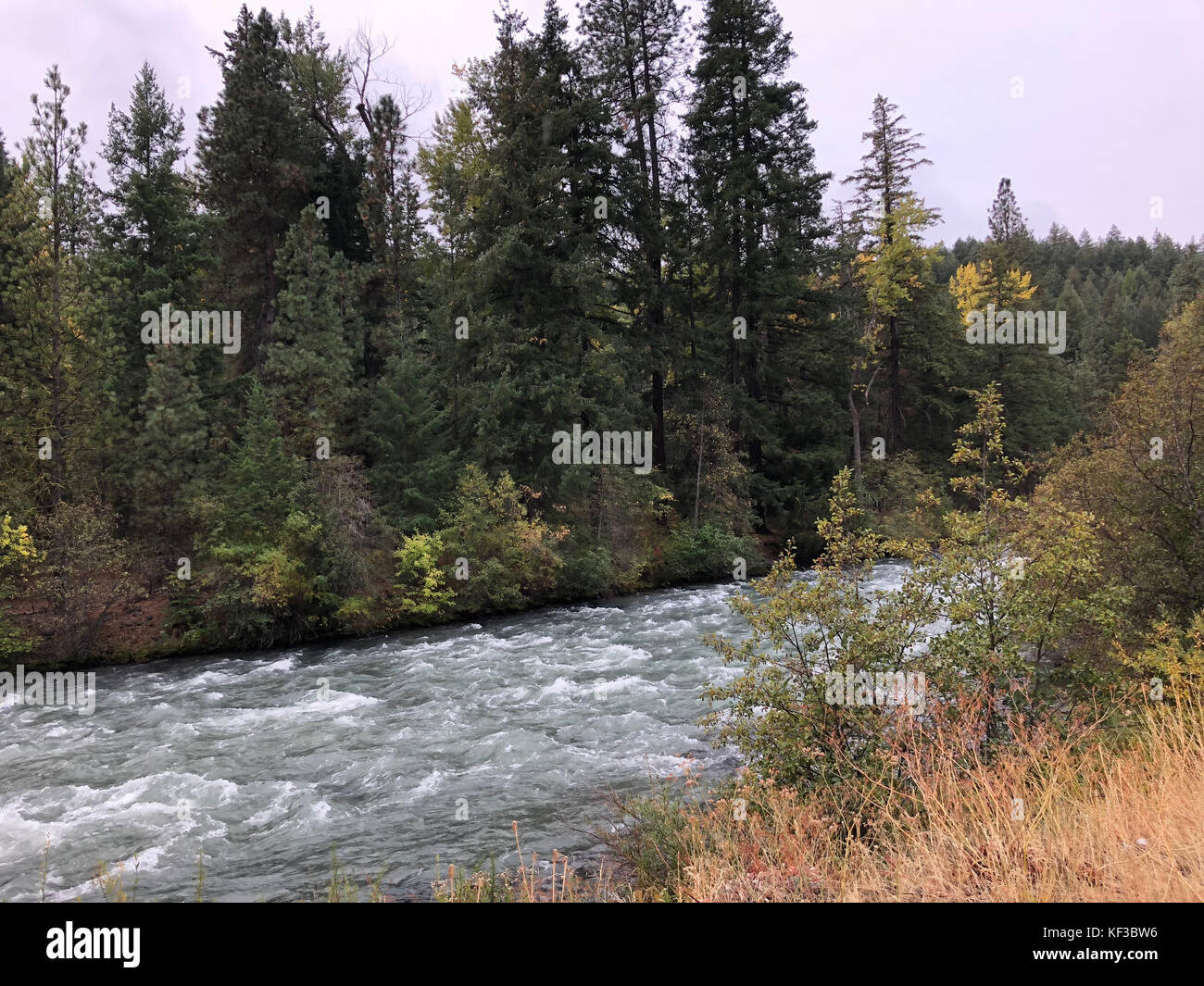 Tieton River flowing out of the Cascade Mountain Range Stock Photo