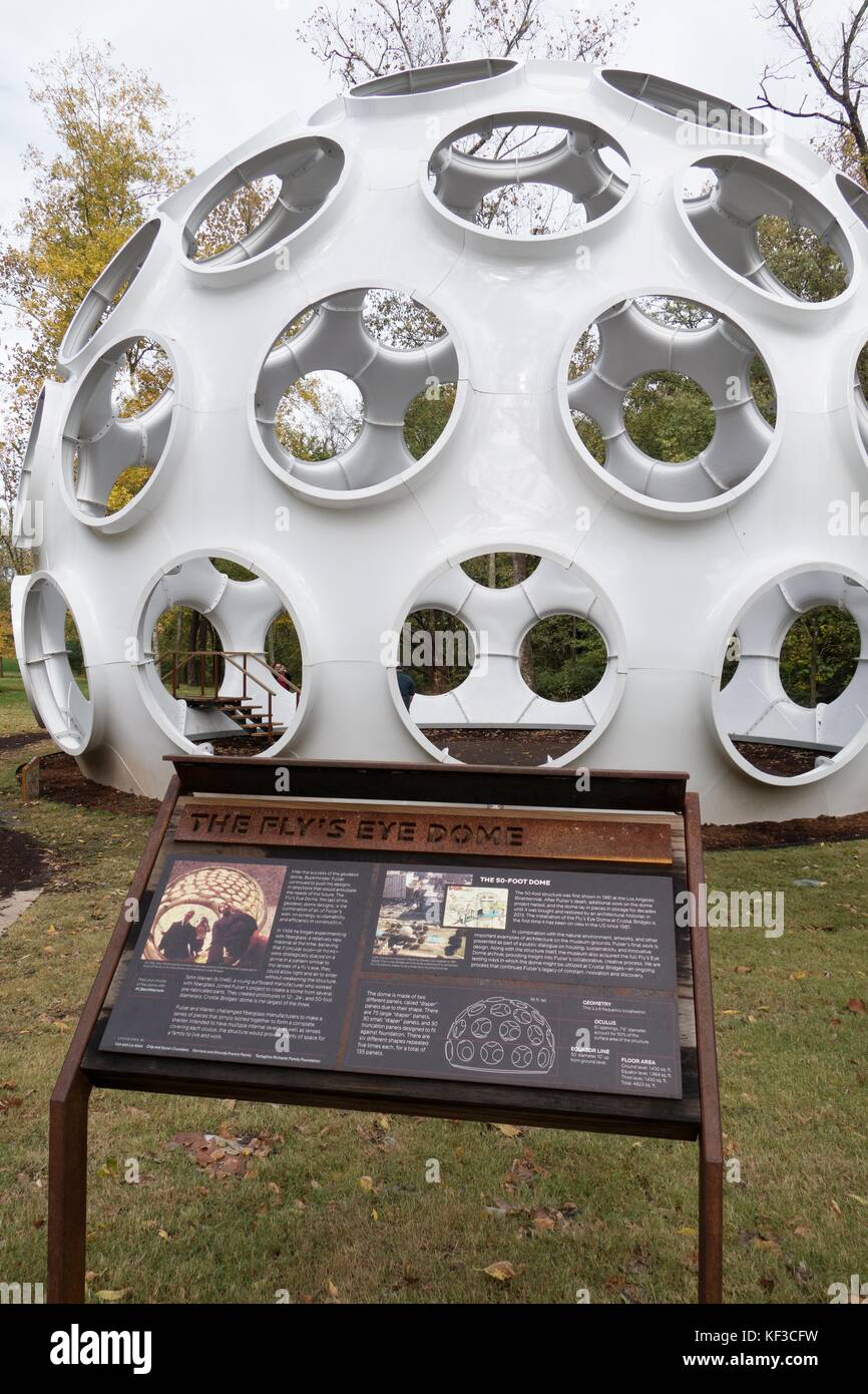 The Fly's Eye Dome, designed by Buckminster Fuller, at Crystal Bridges art museum in Bentonville, Arkansas, US. Stock Photo