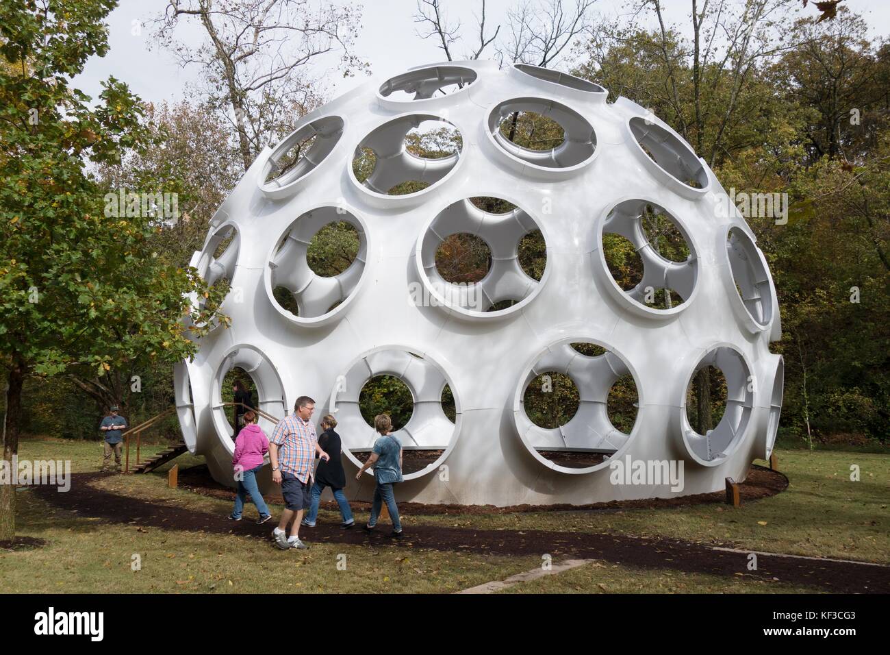 The Fly's Eye Dome, designed by Buckminster Fuller, at Crystal Bridges art museum in Bentonville, Arkansas, US. Stock Photo