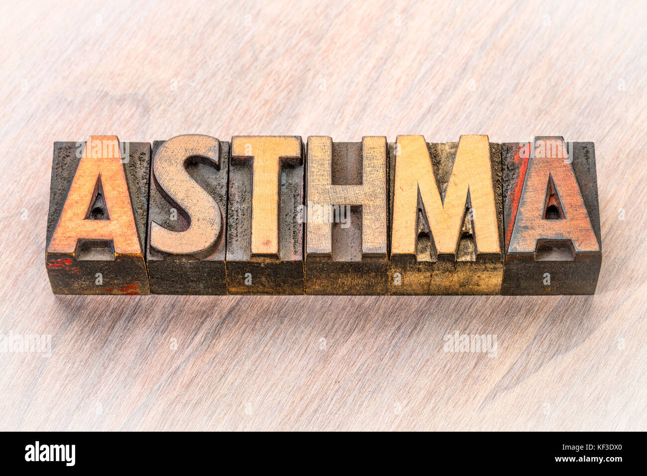 asthma word abstract in vintage letterpress wood type Stock Photo