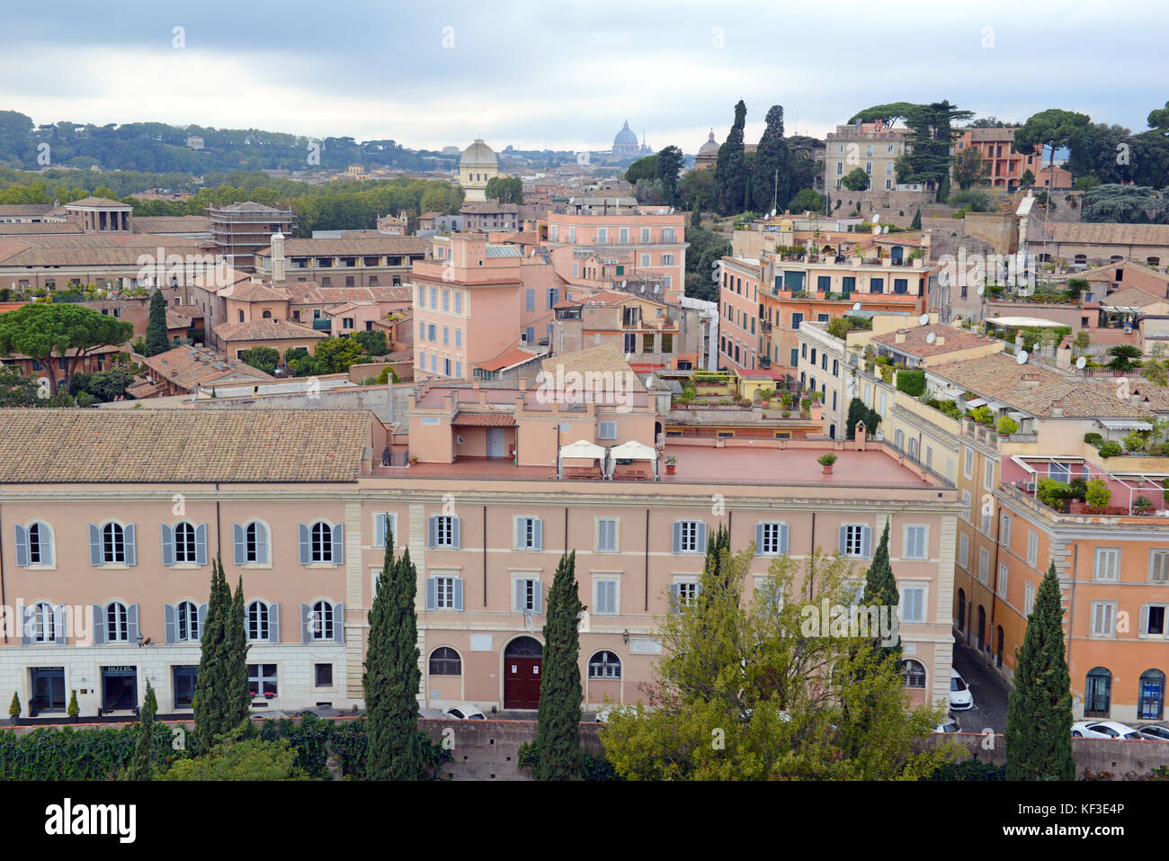 Roman Cityscape with elevated view of city and commercial and ...