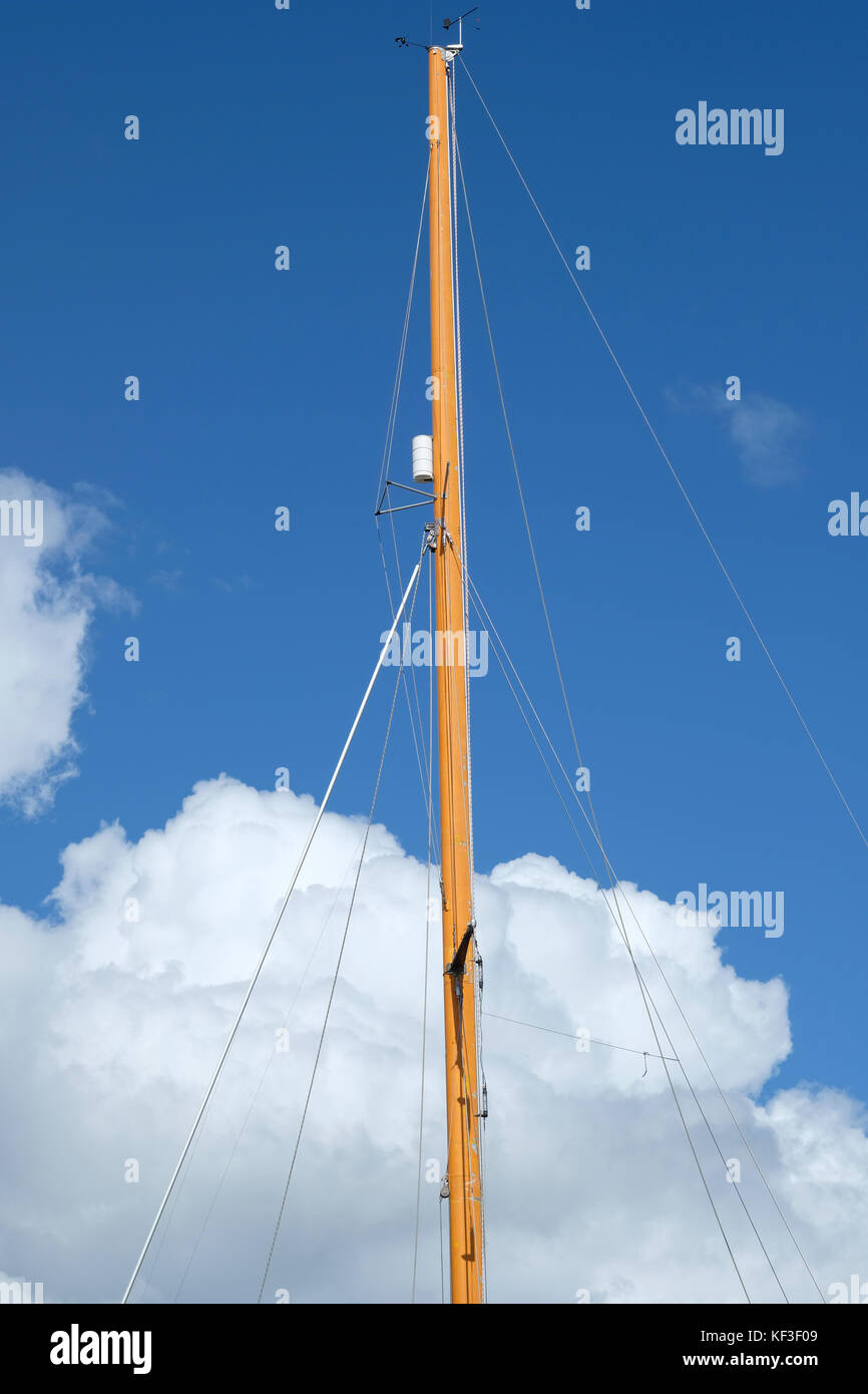 Mast and rigging of a yacht moored in the main basin of Gloucester