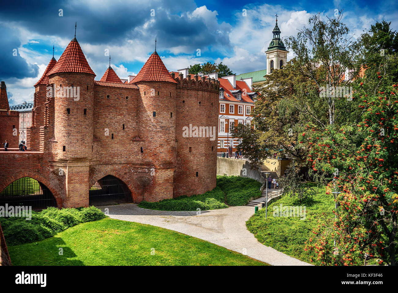 Warsaw, Poland: the Warsaw Barbacan, Polish barbakan warszawski Stock Photo