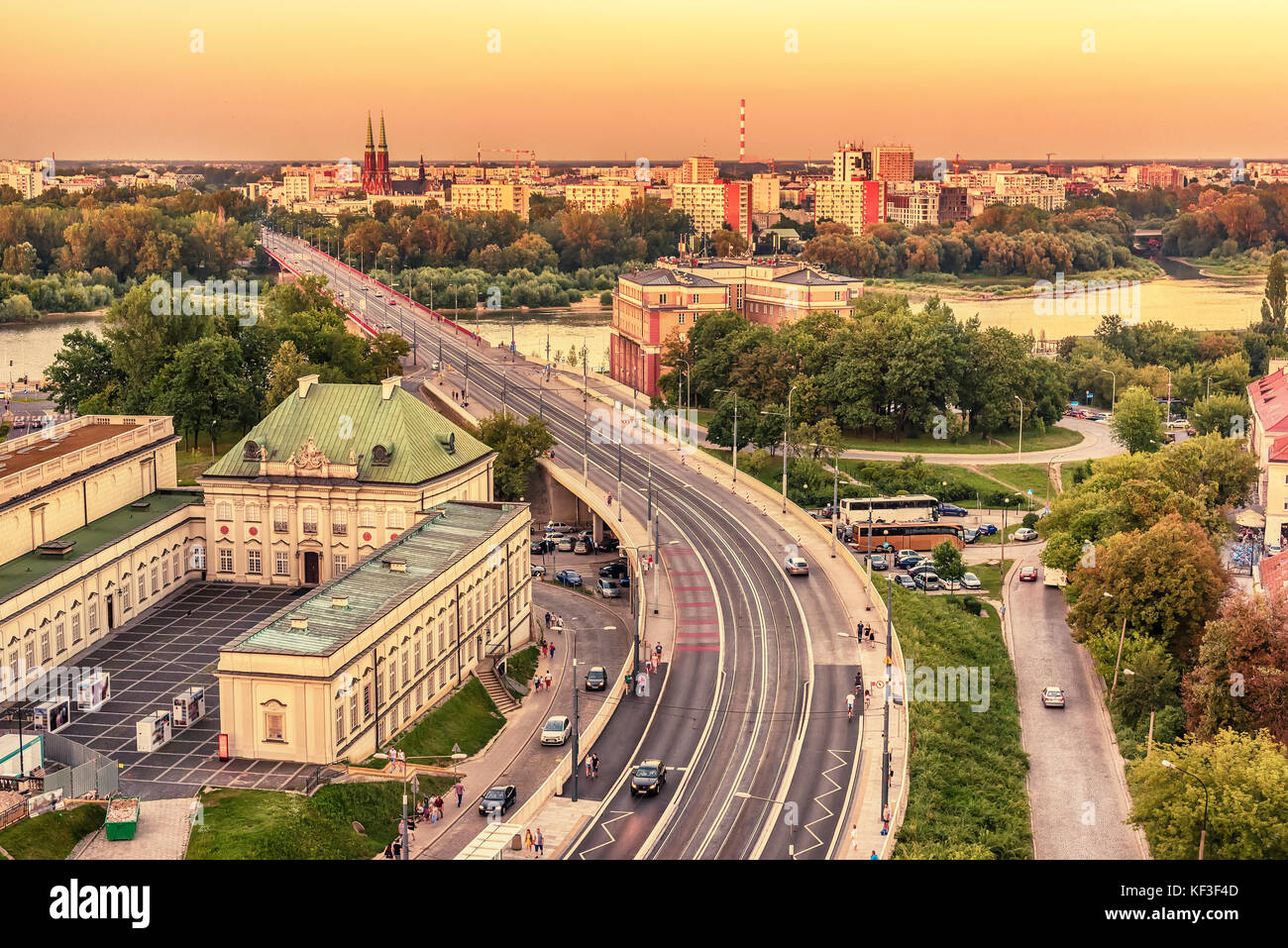 Warsaw, Poland: central part of the city and Vistula river Stock Photo