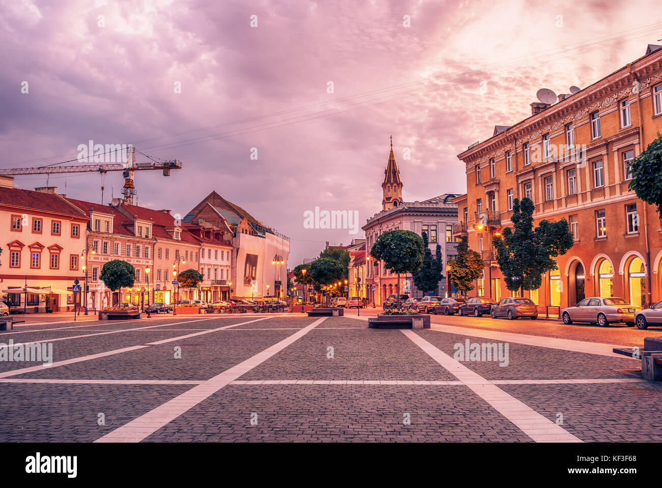 Vilnius, Lithuania: the Town Hall Square, Lithuanian Vilniaus rotuses aikste Stock Photo