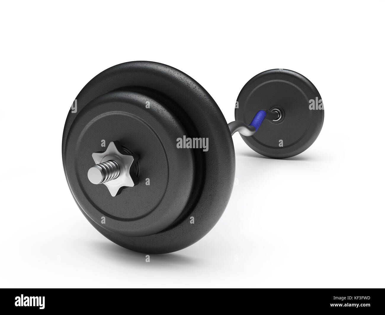 Barbell with plastic concretefilled weights Stock Photo Alamy