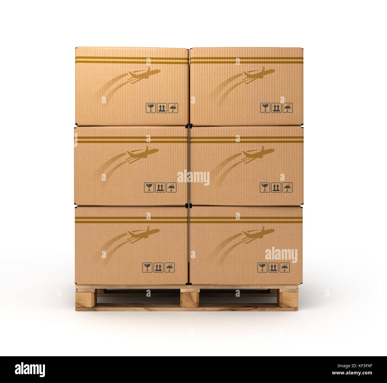 Cardboard boxes on pallet Cargo, delivery and transportation logistics