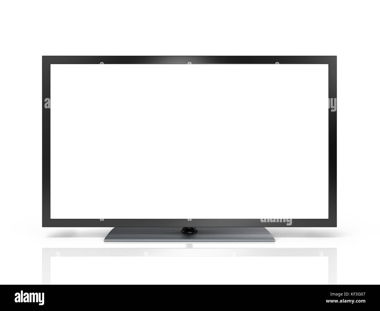 Front shot of plasma tv screen isolated on white background Stock Photo