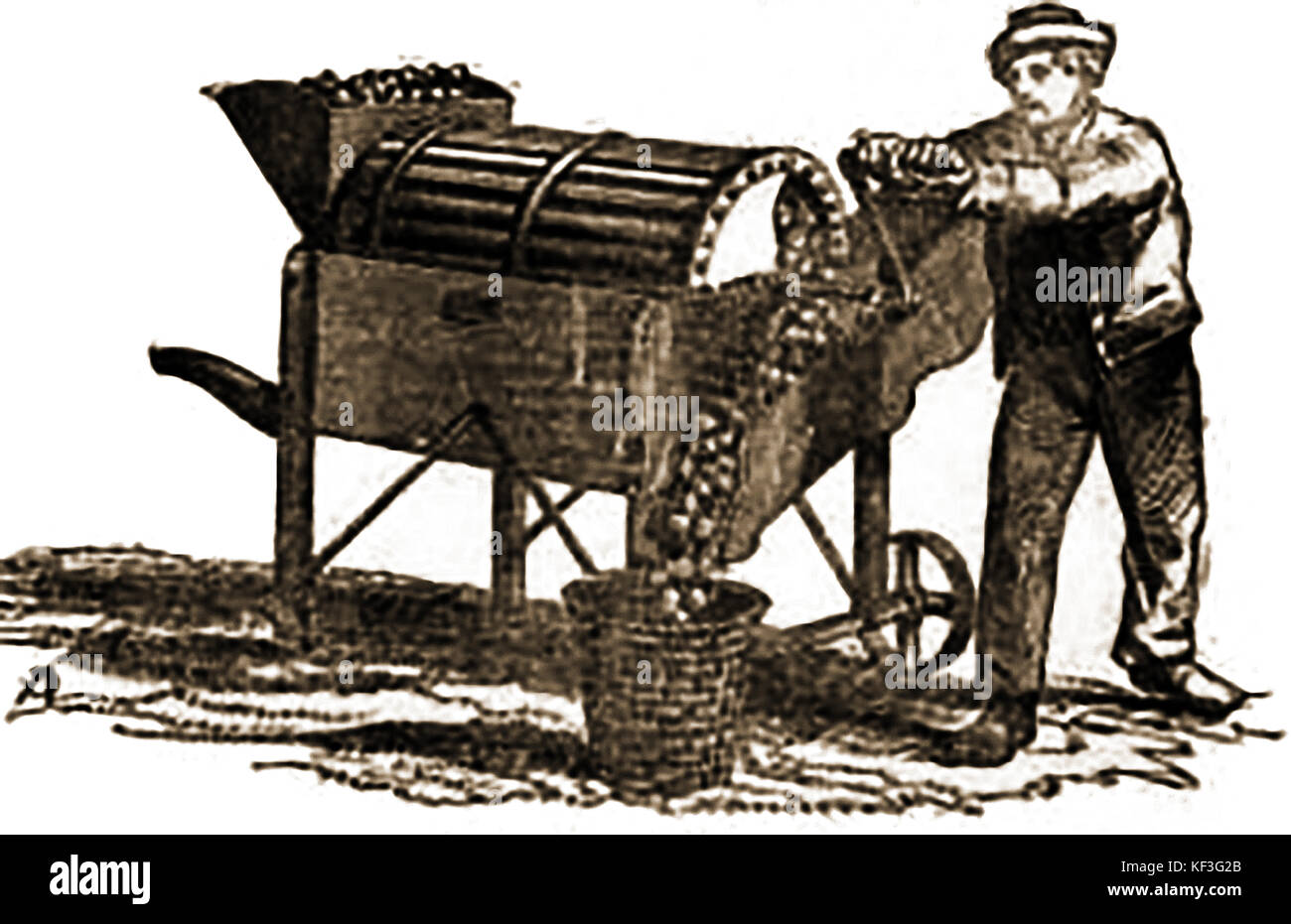 1851 Vintage farm machinery - Root vegetable washer Stock Photo