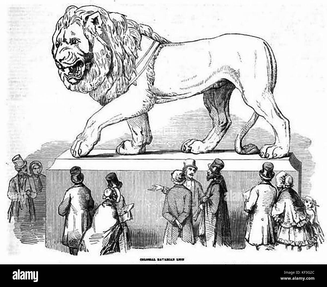 1851 Great Exhibition at Crystal Palace. London - The Colossal Bavarian lion by Muller - Size 15 feet by 9 feet, cast in one piece Stock Photo