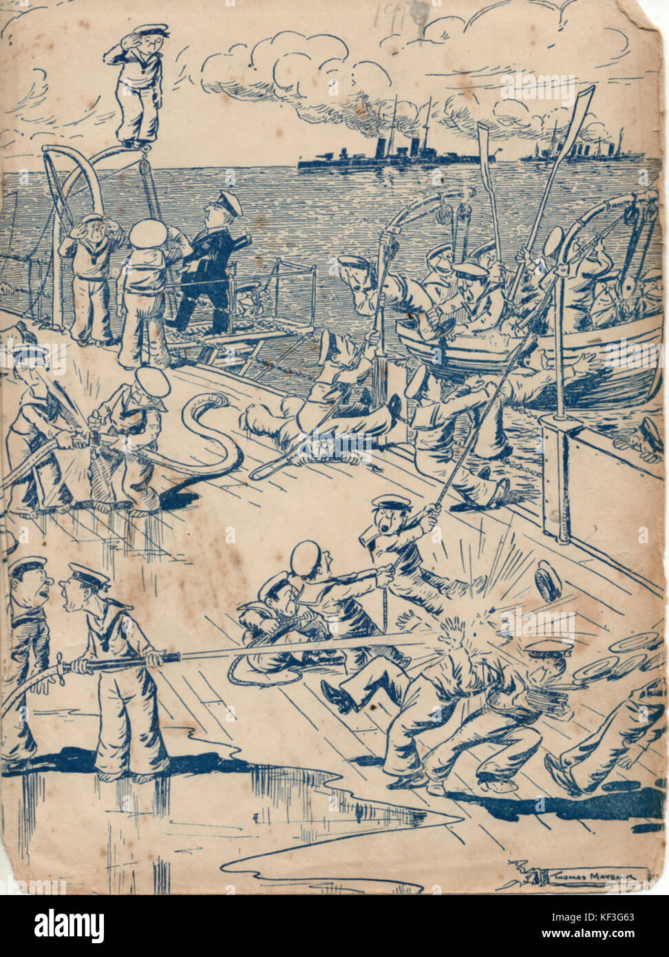1919 Royal Navy Cartoon From The Inside Cover Pages Of Wonder Book Stock Photo Alamy