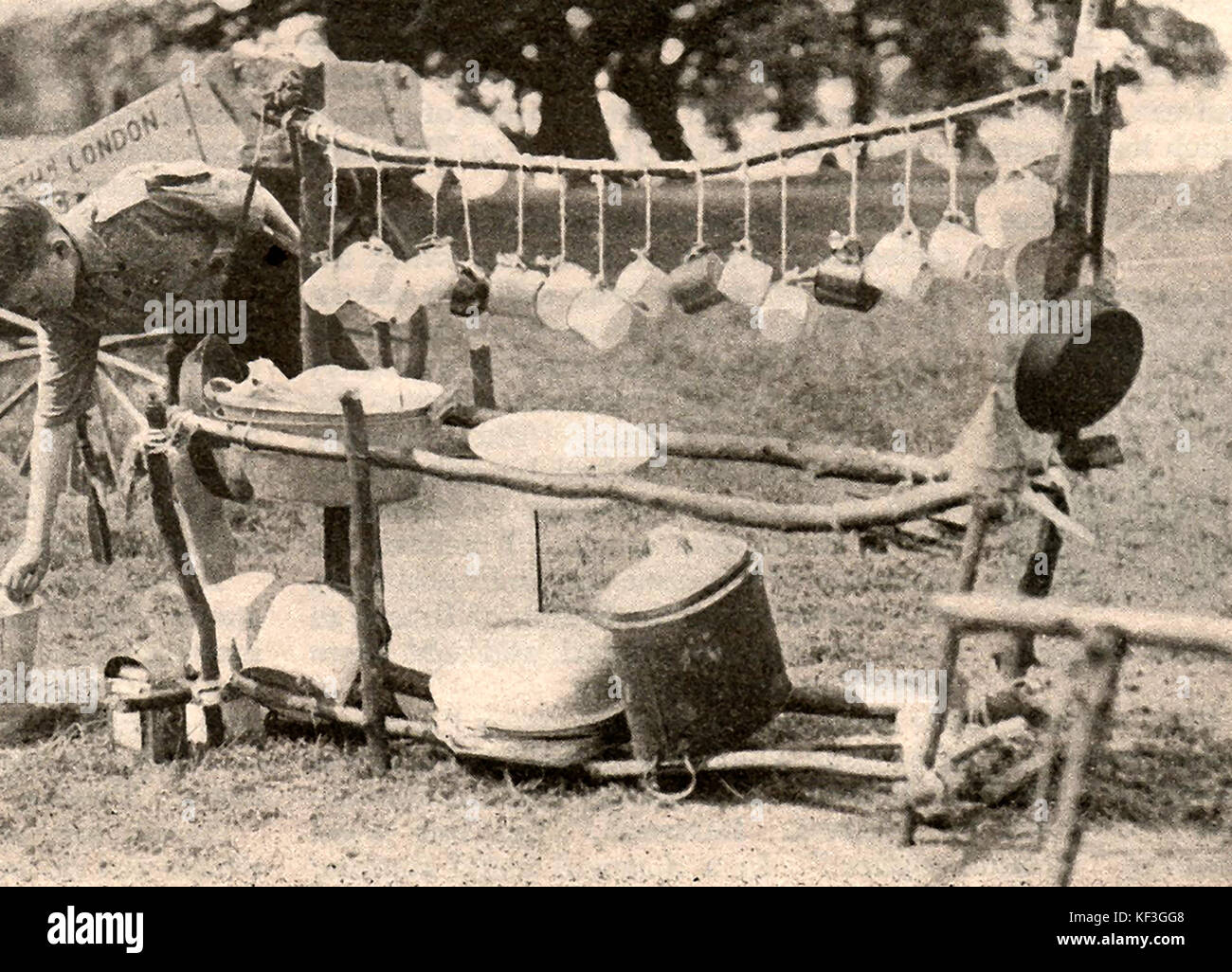 1932 British Boy Scouts camp The camp 'dresser' where pots, pans and