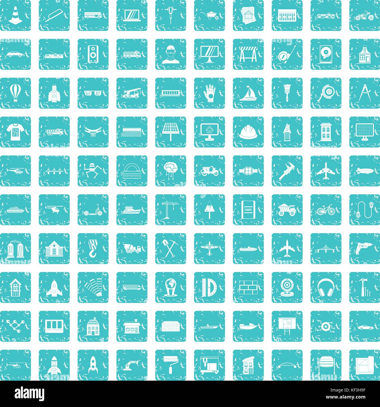 100 engineering icons set grunge blue Stock Vector Image & Art - Alamy