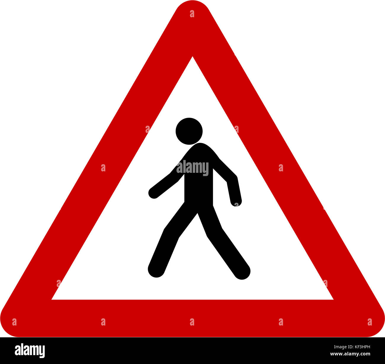 Warning sign with pedestrian symbol Stock Photo - Alamy